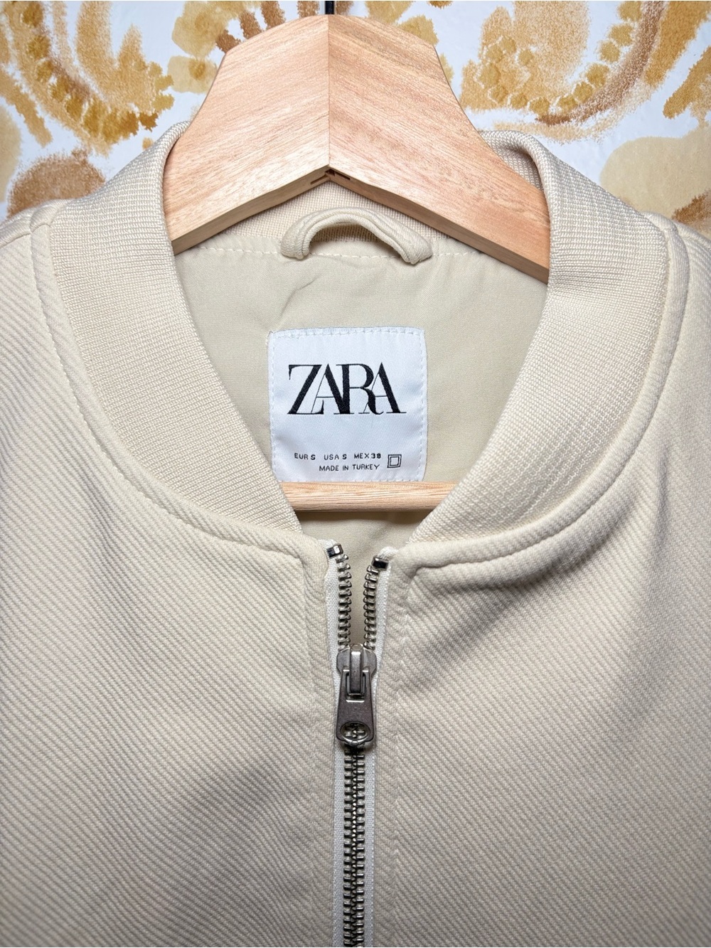Zara Cream Textured Bomber Jacket | Zip Front | Minimalist Quiet Luxury | Size S - Picture 9 of 11
